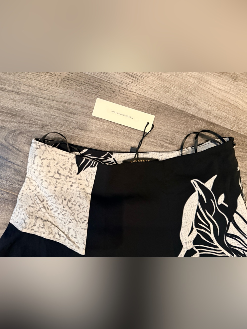 COMMENSE Bud Waist Side-Zipper Black White Floral Midi Skirt NWT Size Small - Picture 8 of 9